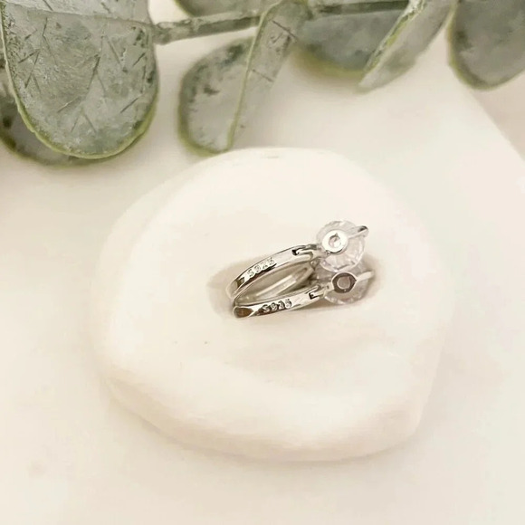 925 Sterling Silver Diamond Huggie Earrings Small Hoop Earrings Dainty Hoops - Picture 7 of 14